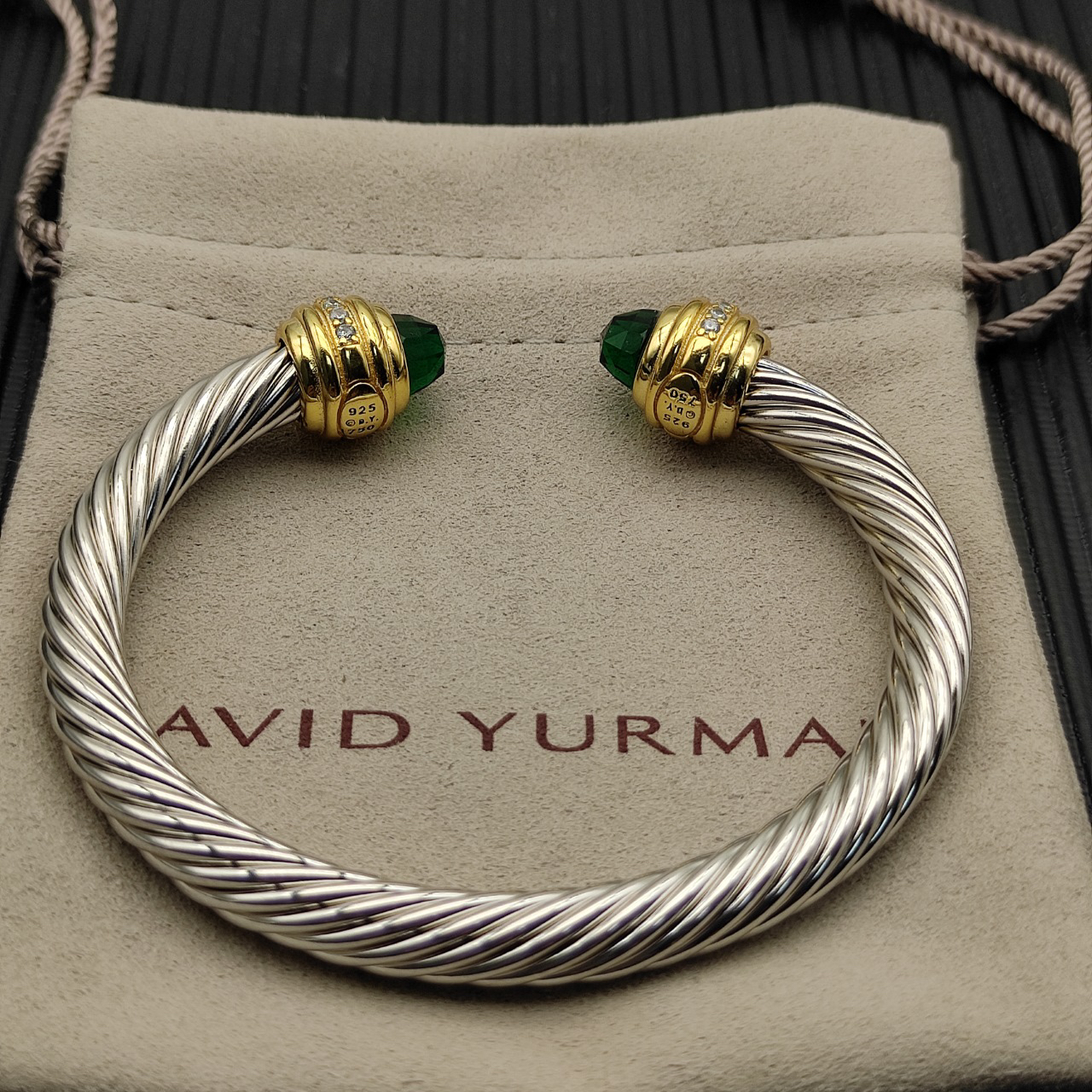 Classic Cablespira® Bracelet Sterling Silver with Prasiolite and Diamonds, 7mm