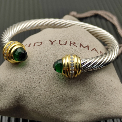 Classic Cablespira® Bracelet Sterling Silver with Prasiolite and Diamonds, 7mm