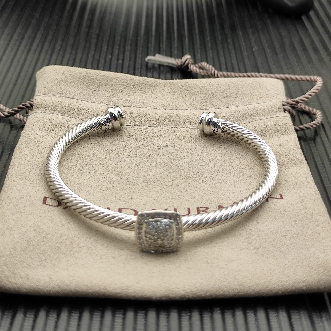 Dathtvid Yurthtman  Sterling Silver Diamond 4mm Noblesse Cable Bracelet