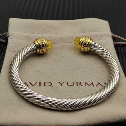 Classic Cablespira® Bracelet Sterling Silver with 14K Yellow Gold,Citrine and Diamonds, 7mm