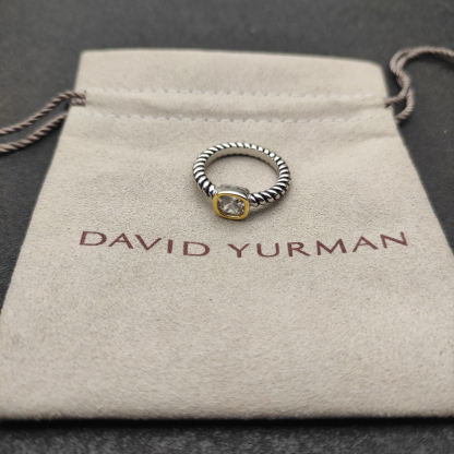 DY Mercer®Stone Ring Sterling Silver with White crystal, 0.7cm