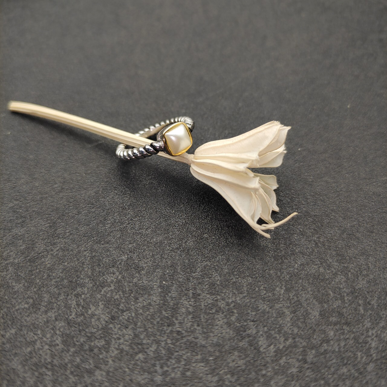 DY Mercer®Stone Ring Sterling Silver with Pearl, 0.6cm