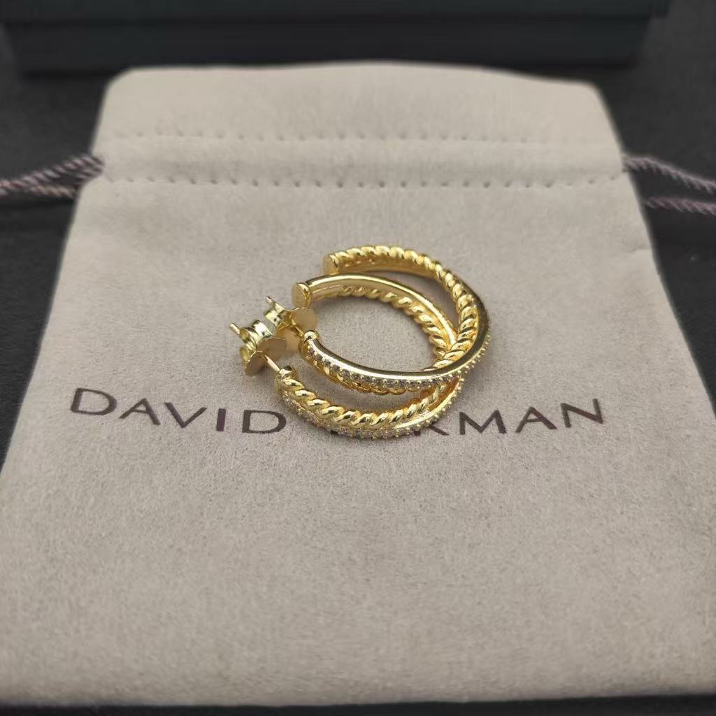 Pavé Crossover Hoop Earrings 18K Yellow Gold with Diamonds