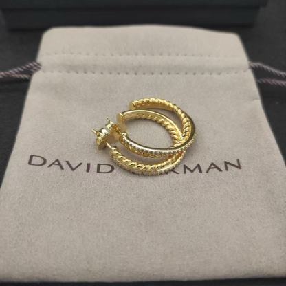 Pavé Crossover Hoop Earrings 18K Yellow Gold with Diamonds