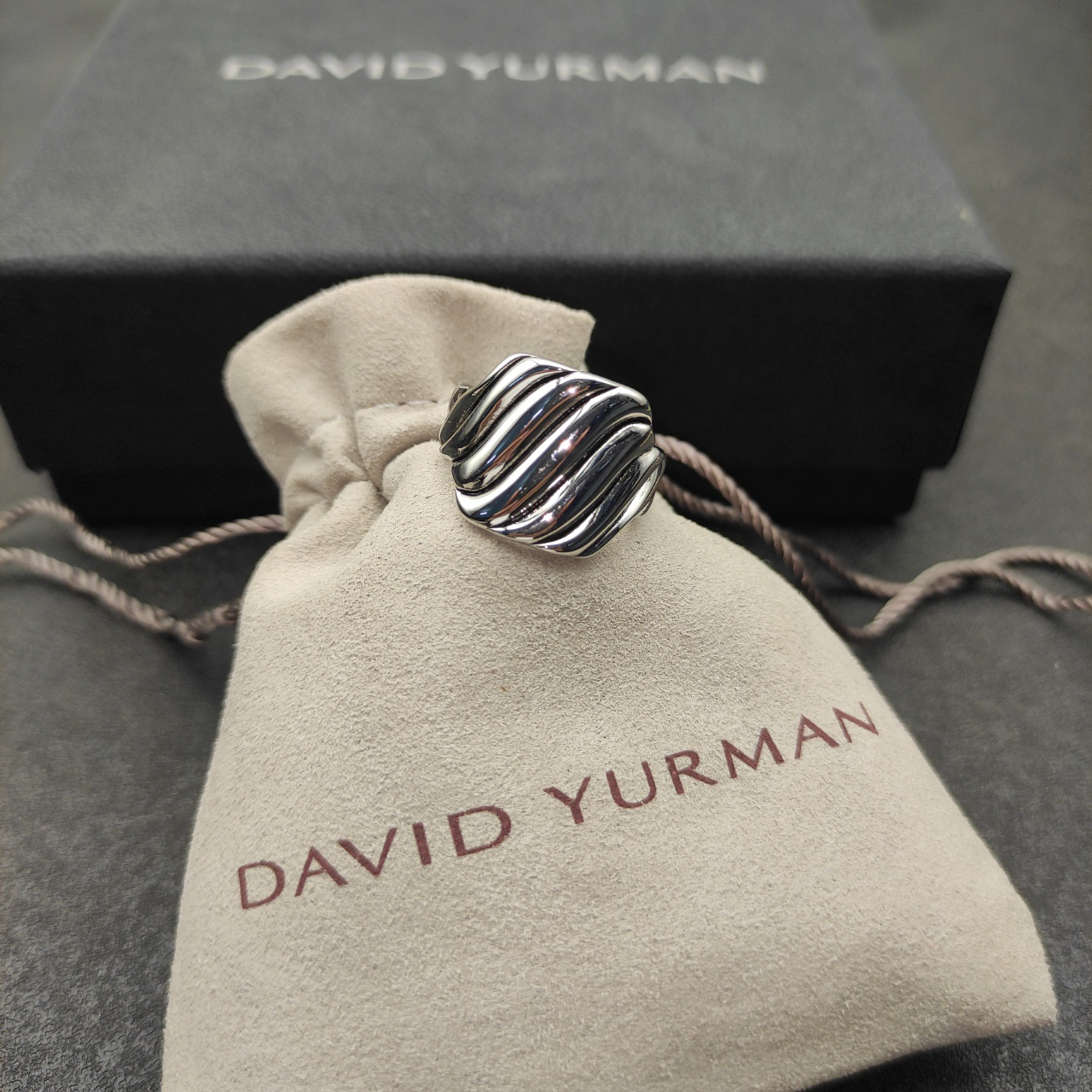 Sculpted Cable Ring Sterling Silver, 17mm