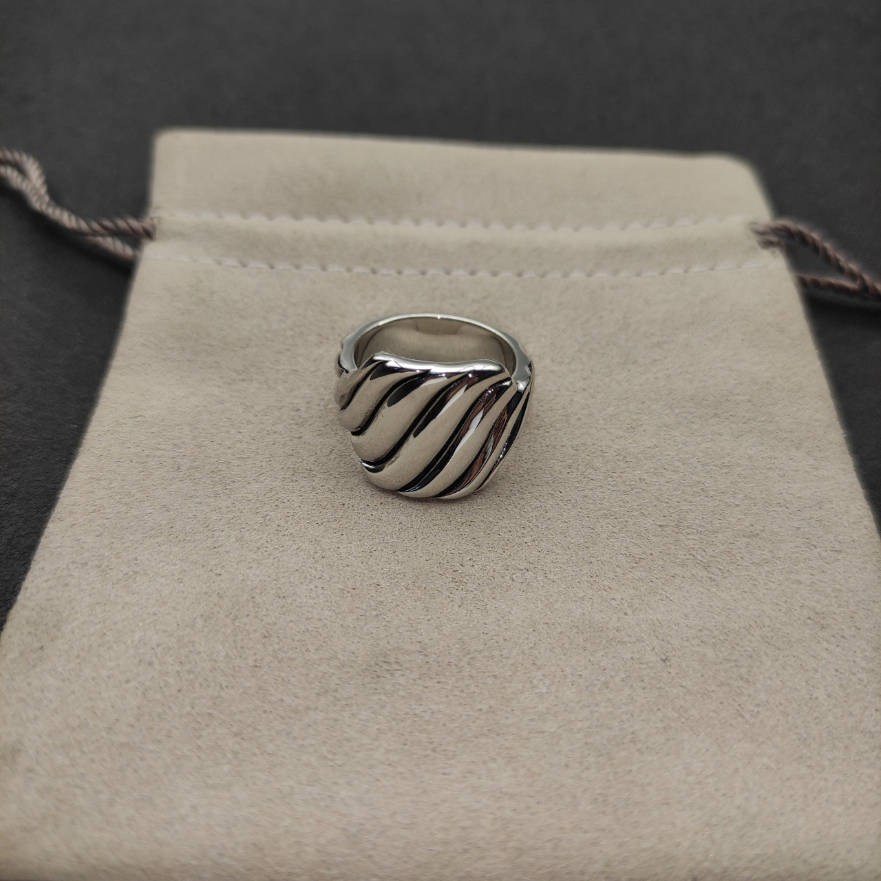 Sculpted Cable Ring Sterling Silver, 17mm