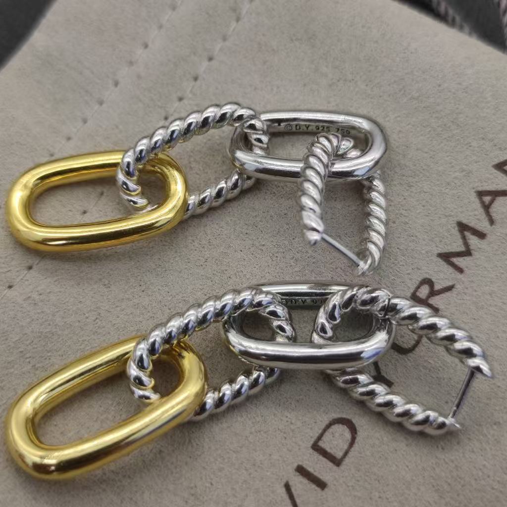 DY Mercer® Linked Drop Earrings Sterling Silver 14K Yellow Gold with
