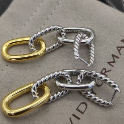 DY Mercer® Linked Drop Earrings Sterling Silver 14K Yellow Gold with