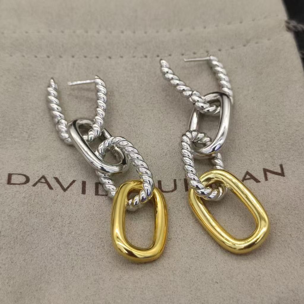 DY Mercer® Linked Drop Earrings Sterling Silver 14K Yellow Gold with