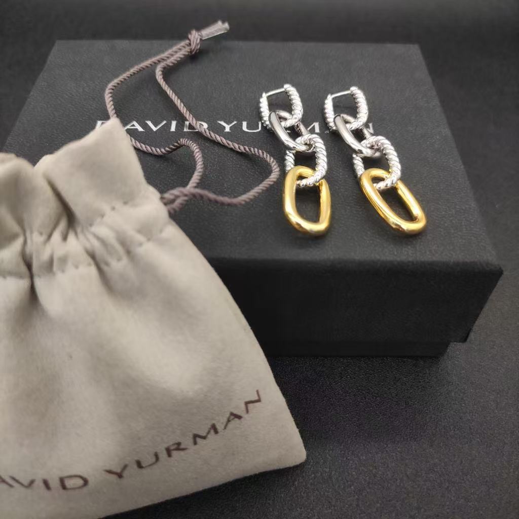 DY Mercer® Linked Drop Earrings Sterling Silver 14K Yellow Gold with