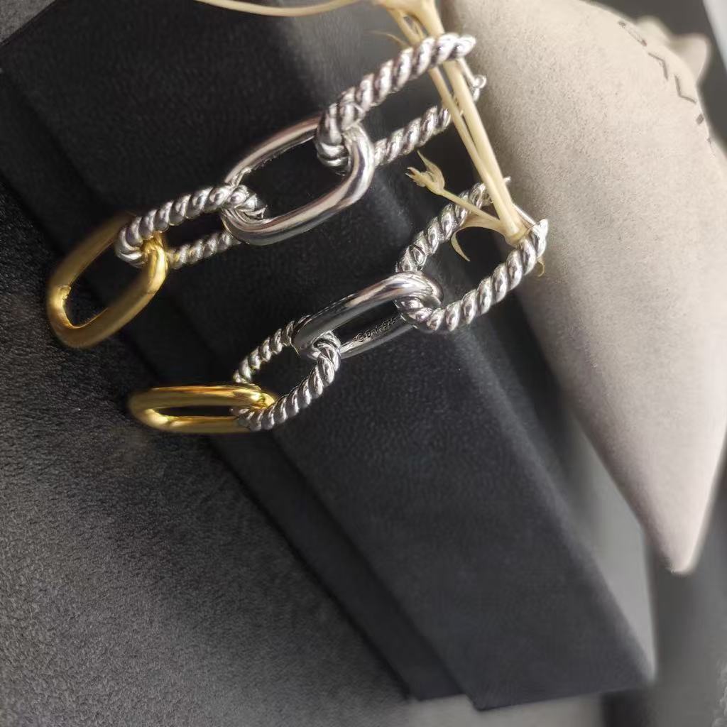 DY Mercer® Linked Drop Earrings Sterling Silver 14K Yellow Gold with