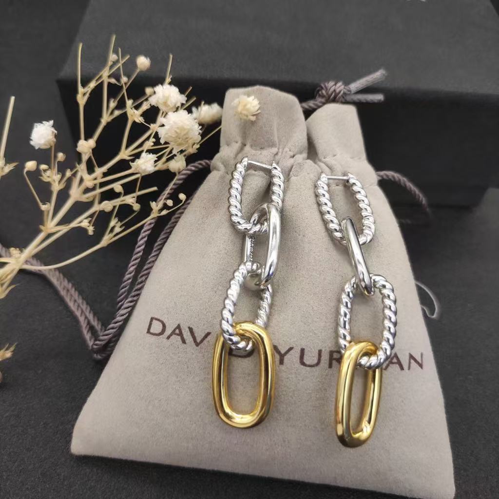 DY Mercer® Linked Drop Earrings Sterling Silver 14K Yellow Gold with