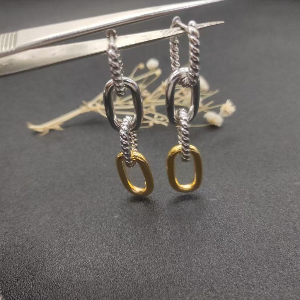DY Mercer® Linked Drop Earrings Sterling Silver 14K Yellow Gold with