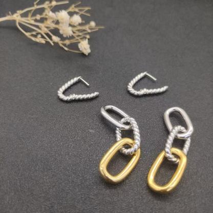 DY Mercer® Linked Drop Earrings Sterling Silver 14K Yellow Gold with