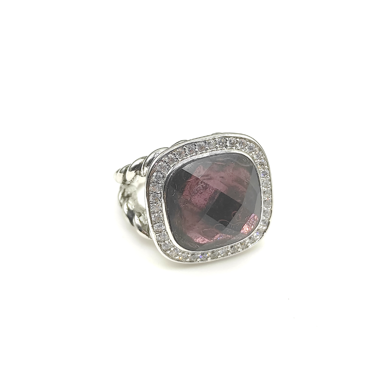 Albion® Ring Sterling Silver with Amethyst and Diamonds, 14mm
