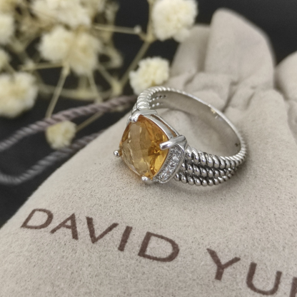 Petite Wheaton® Ring Sterling Silver with Citrine and Diamonds, 10mm