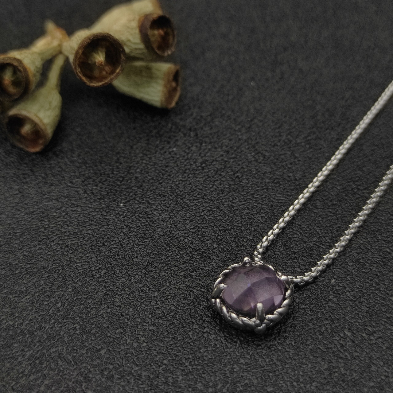 Petite Chatelaine® Necklace Sterling Silver with Amethyst, 10mm