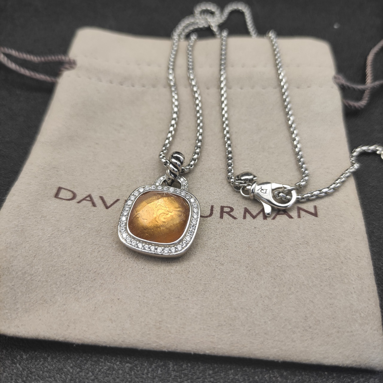 Albion® Pendant Sterling Silver with Citrine and Diamonds, 14mm