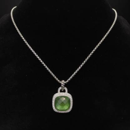 Albion® Pendant Sterling Silver with Prasiolte and Diamonds, 14mm
