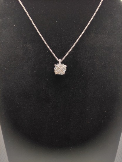 Cable Wrap Necklace Sterling Silver with Clear Quartz and Diamonds, 12.5mm