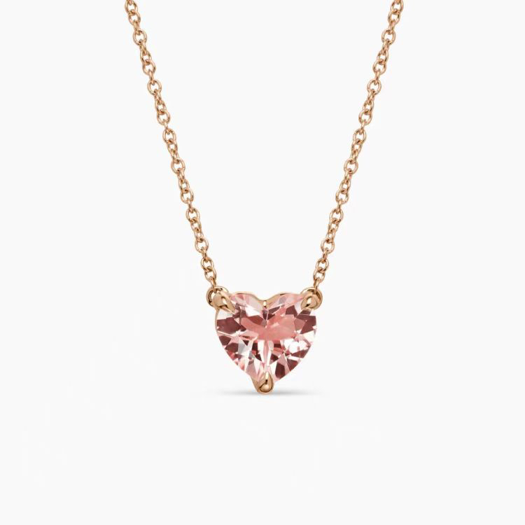 Chatelaine® Heart Pendant Necklace 18K Yellow Gold with Morganite, 8mm