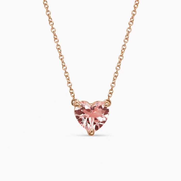 Chatelaine® Heart Pendant Necklace 18K Yellow Gold with Morganite, 8mm