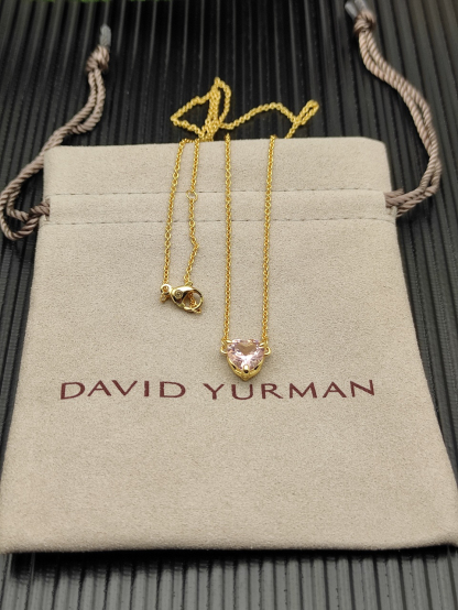 Chatelaine® Heart Pendant Necklace 18K Yellow Gold with Morganite, 8mm