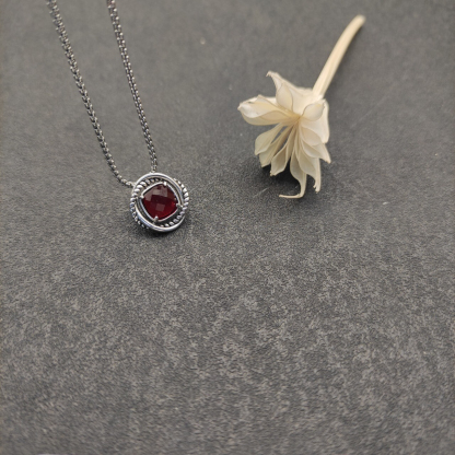 Petite Chatelaine® Necklace Sterling Silver with Rhodolite, 10mm