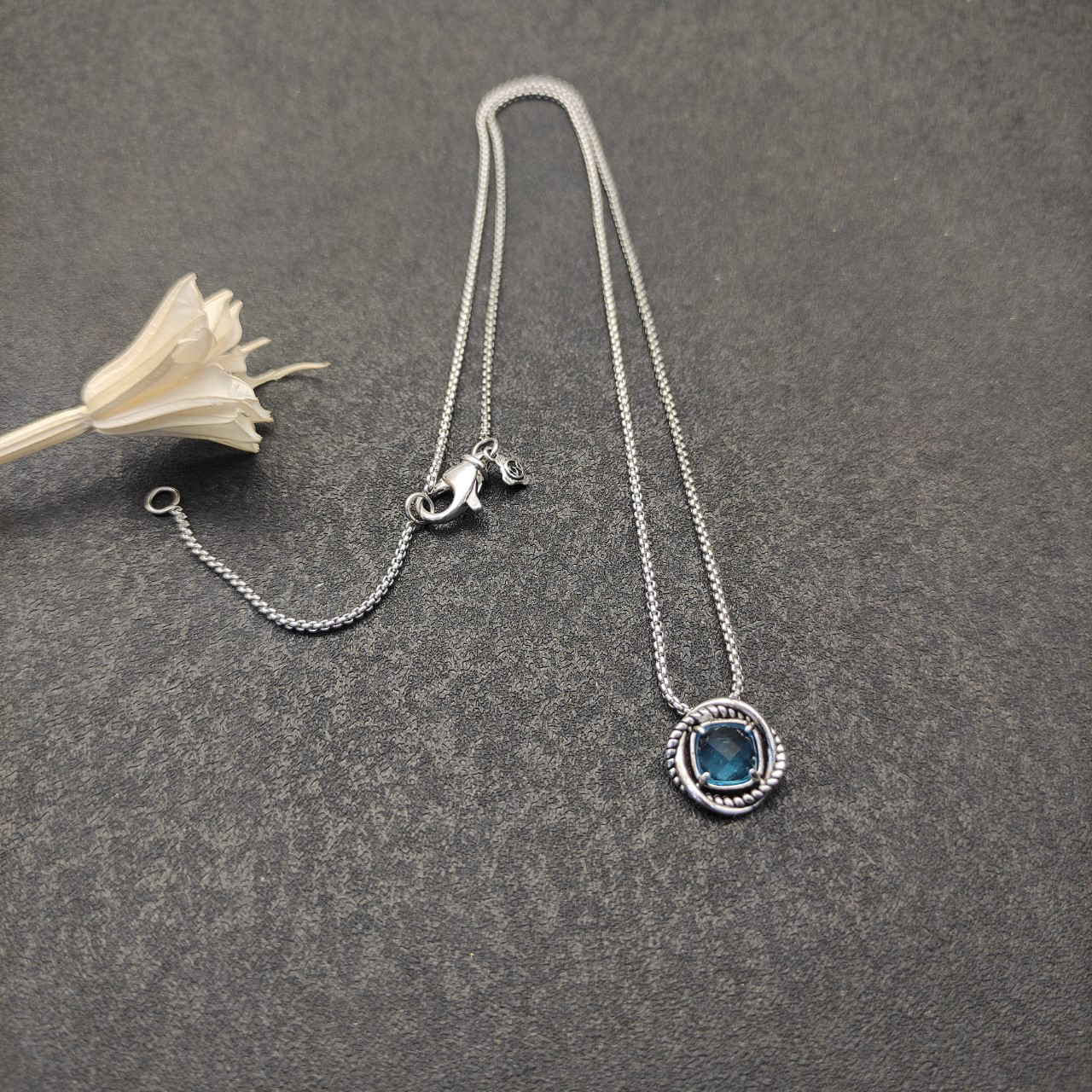 Petite Chatelaine® Necklace Sterling Silver with Blue Topaz, 10mm