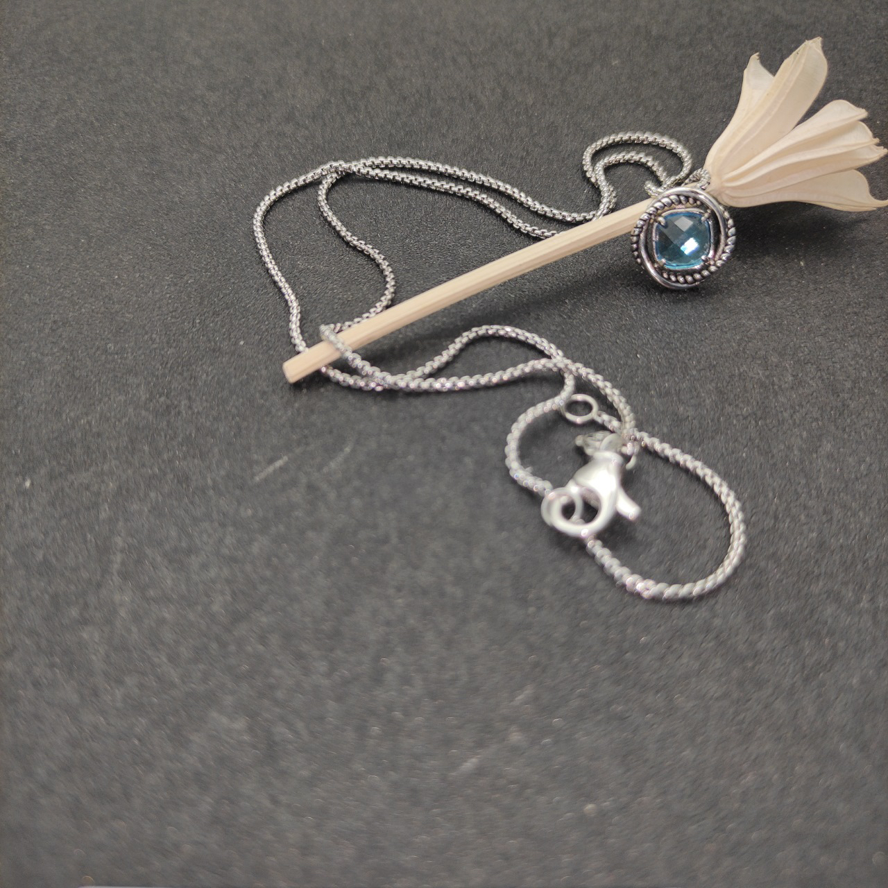 Petite Chatelaine® Necklace Sterling Silver with Blue Topaz, 10mm