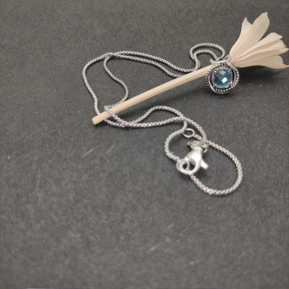 Petite Chatelaine® Necklace Sterling Silver with Blue Topaz, 10mm