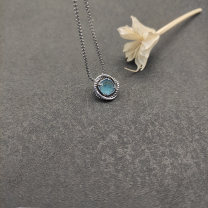 Petite Chatelaine® Necklace Sterling Silver with Blue Topaz, 10mm