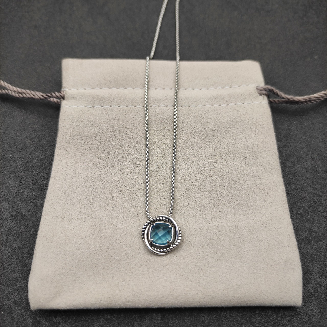 Petite Chatelaine® Necklace Sterling Silver with Blue Topaz, 10mm