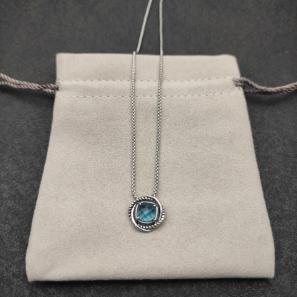 Petite Chatelaine® Necklace Sterling Silver with Blue Topaz, 10mm