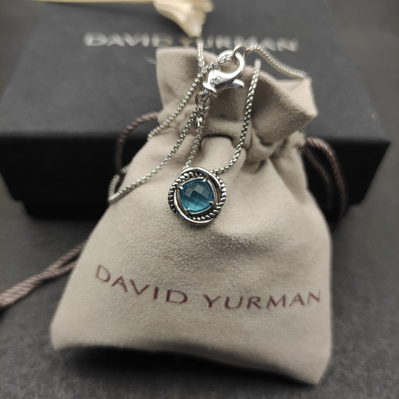 Petite Chatelaine® Necklace Sterling Silver with Blue Topaz, 10mm