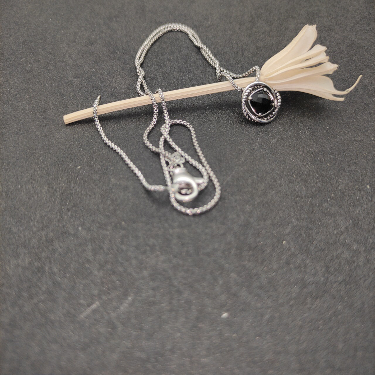 Petite Chatelaine® Necklace Sterling Silver with Black Onyx, 10mm