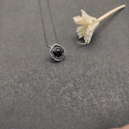 Petite Chatelaine® Necklace Sterling Silver with Black Onyx, 10mm