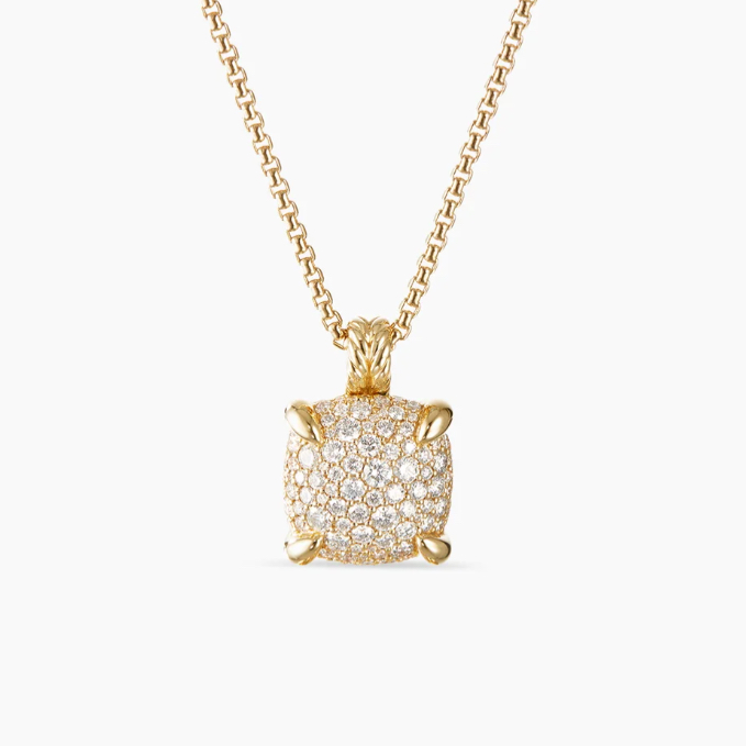 Chatelaine® Pendant Necklace 18K Yellow Gold with Pavé Diamonds, 14mm