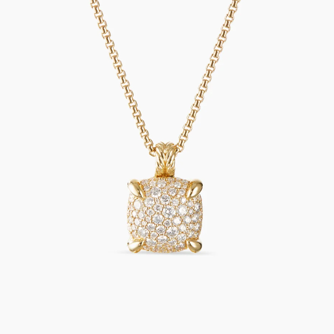 Chatelaine® Pendant Necklace 18K Yellow Gold with Pavé Diamonds, 14mm
