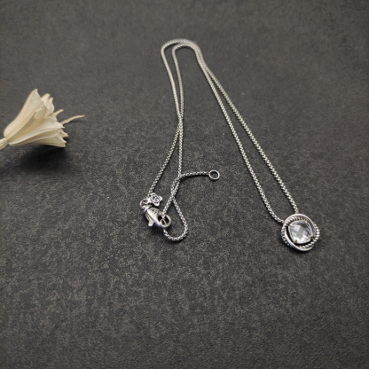 Petite Chatelaine® Necklace Sterling Silver with White Crystal, 10mm