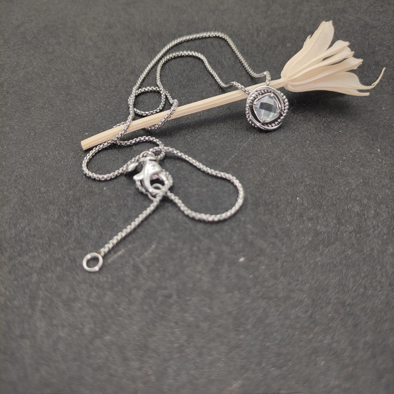 Petite Chatelaine® Necklace Sterling Silver with White Crystal, 10mm