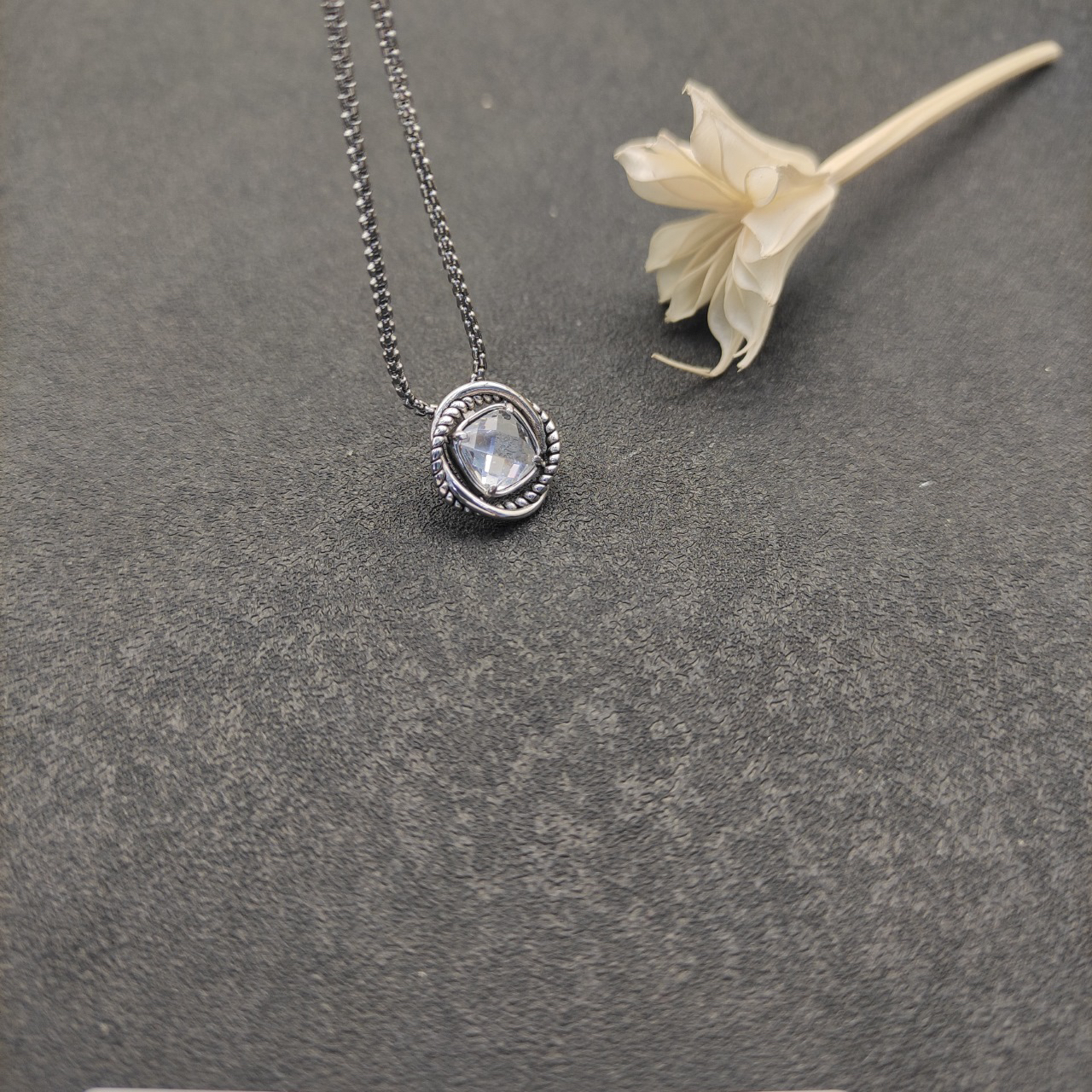 Petite Chatelaine® Necklace Sterling Silver with White Crystal, 10mm