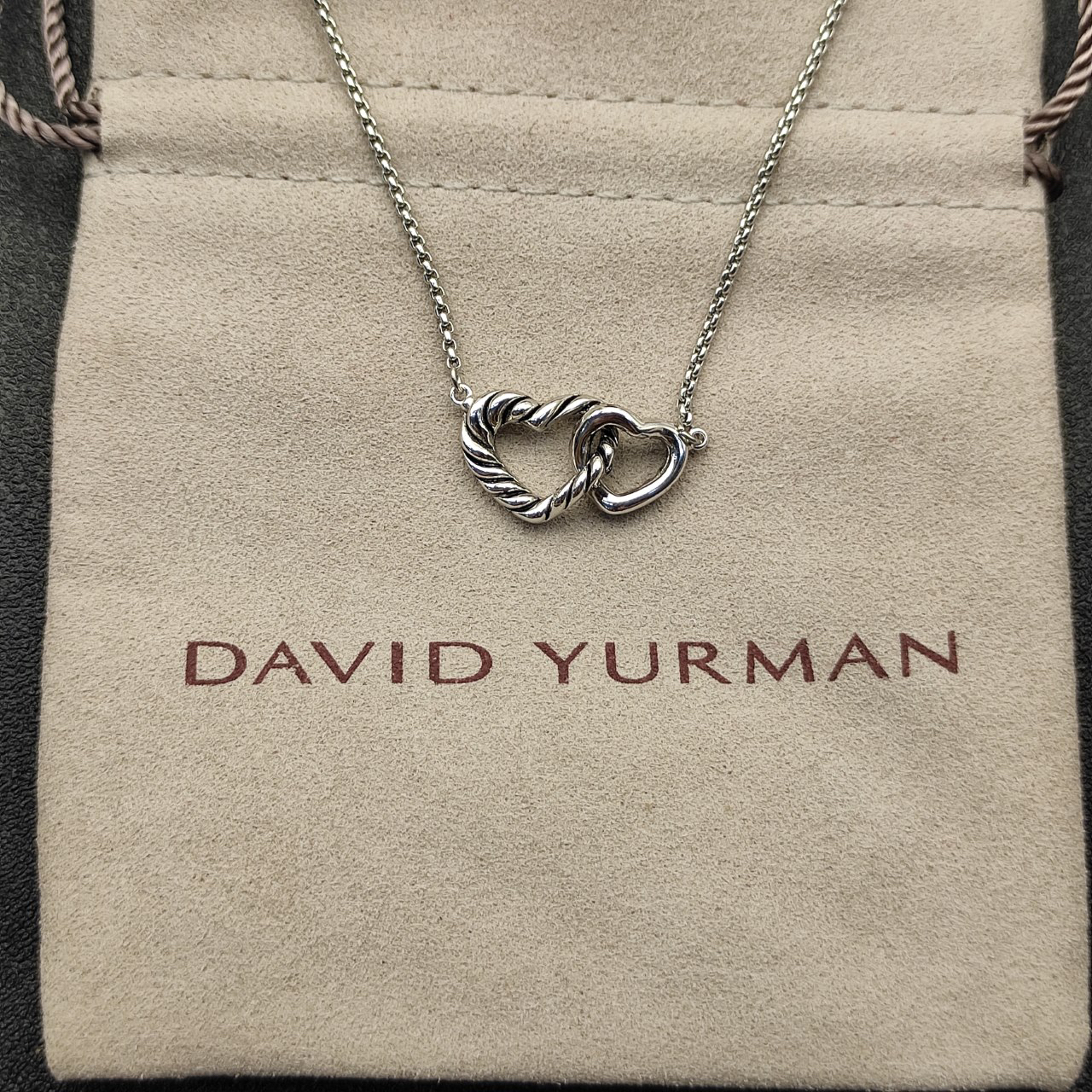 Cable Collectibles® Interlocking Heart Necklace Sterling Silver, 16.4mm