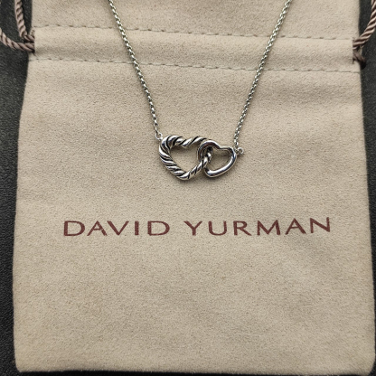 Cable Collectibles® Interlocking Heart Necklace Sterling Silver, 16.4mm