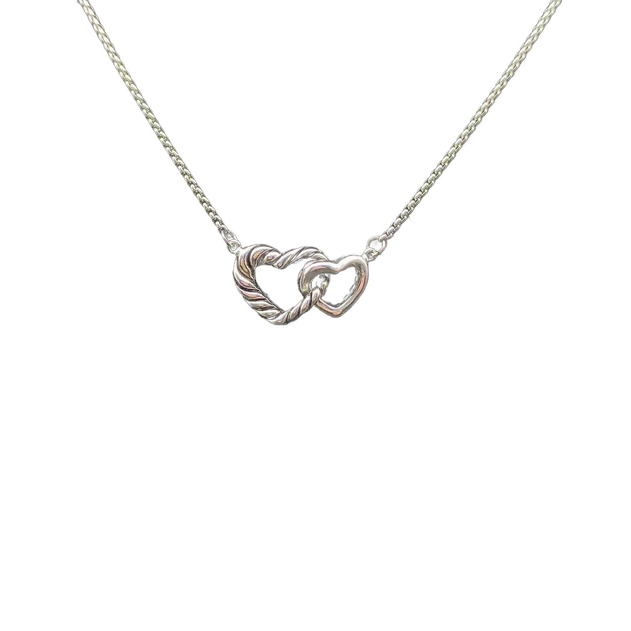 Cable Collectibles® Interlocking Heart Necklace Sterling Silver, 16.4mm