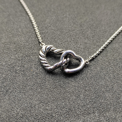 Cable Collectibles® Interlocking Heart Necklace Sterling Silver, 16.4mm