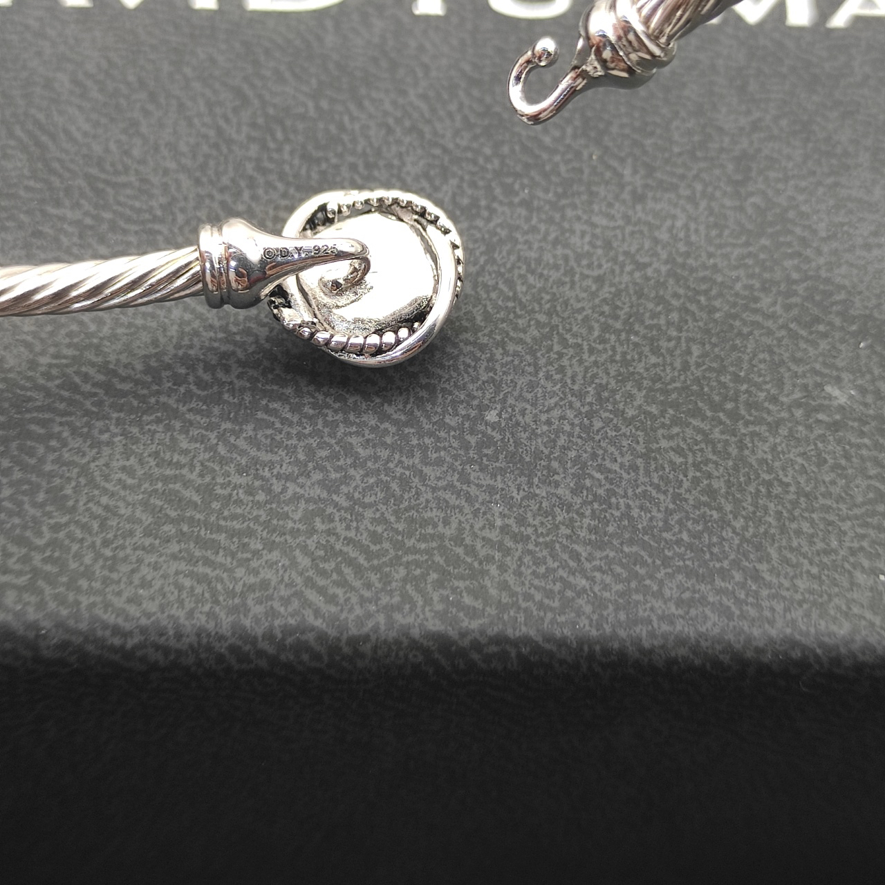 Cable Classics Bracelet, Purple Gemstone and Bead Detail, Sterling Silver, 3mm