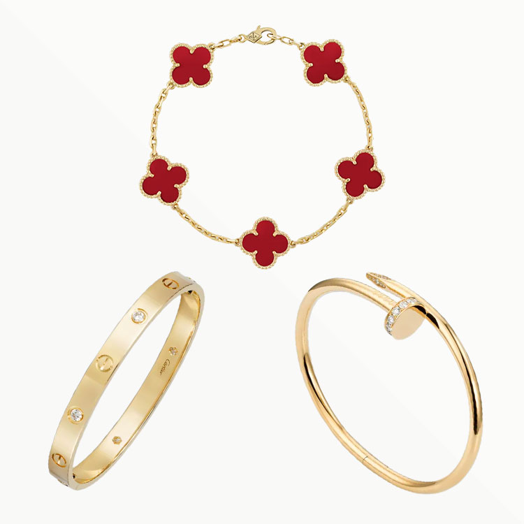 3‑Piece Icon Stack – Love Bracelet, 4 Diamonds, Clou & Clover