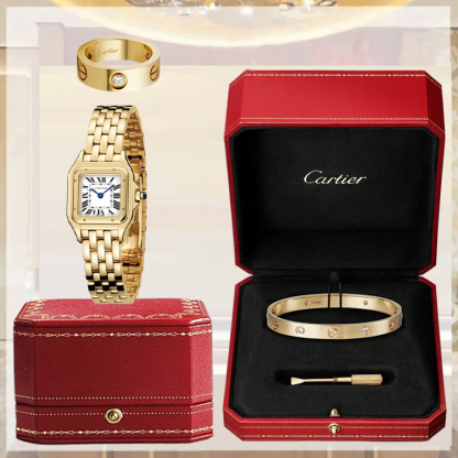 3‑Piece Carthttier Stack –Panthere, Yellow Gold, Diamonds