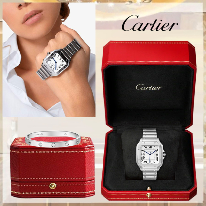 SANTOS DE CARthtTIER WATCH & LOVE BRACELET, CLASSIC MODEL